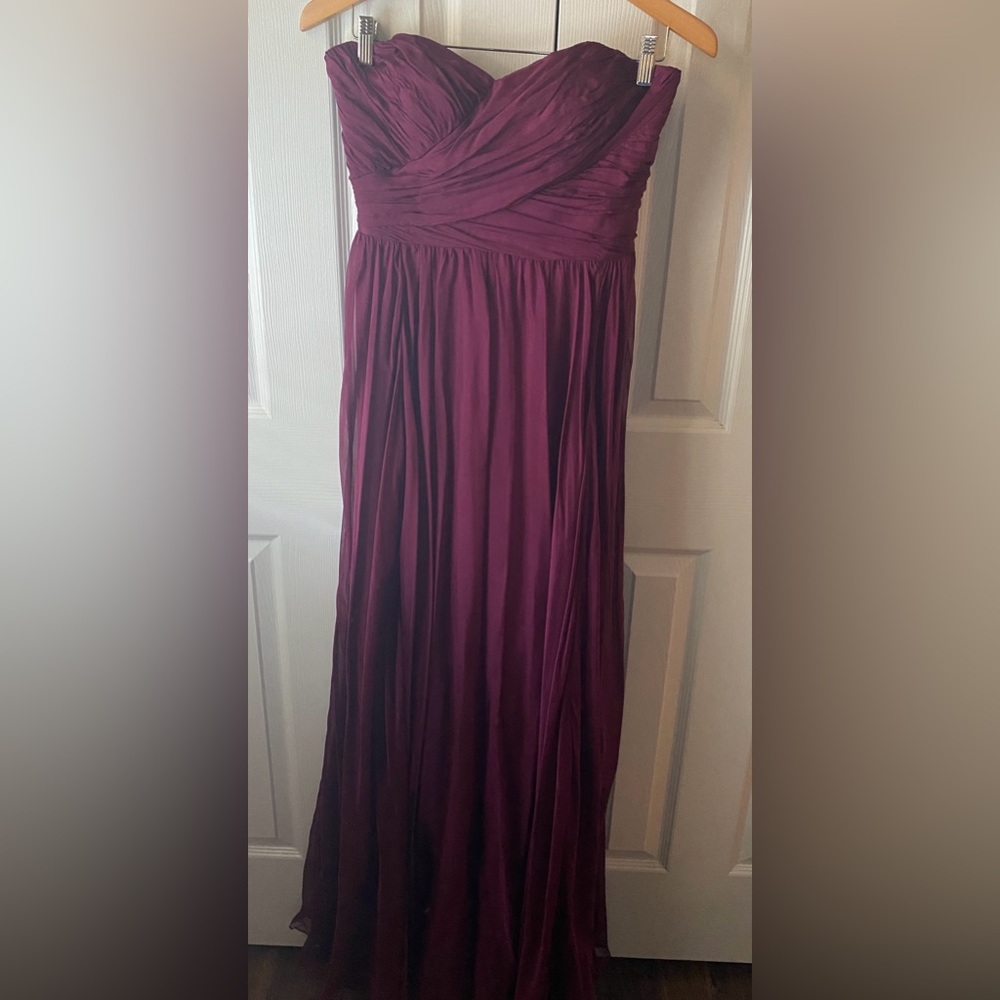 BADGLEY‎ MISCHKA Cranberry 100% Silk A-Line Strapless Sweetheart Neckline Gown 6